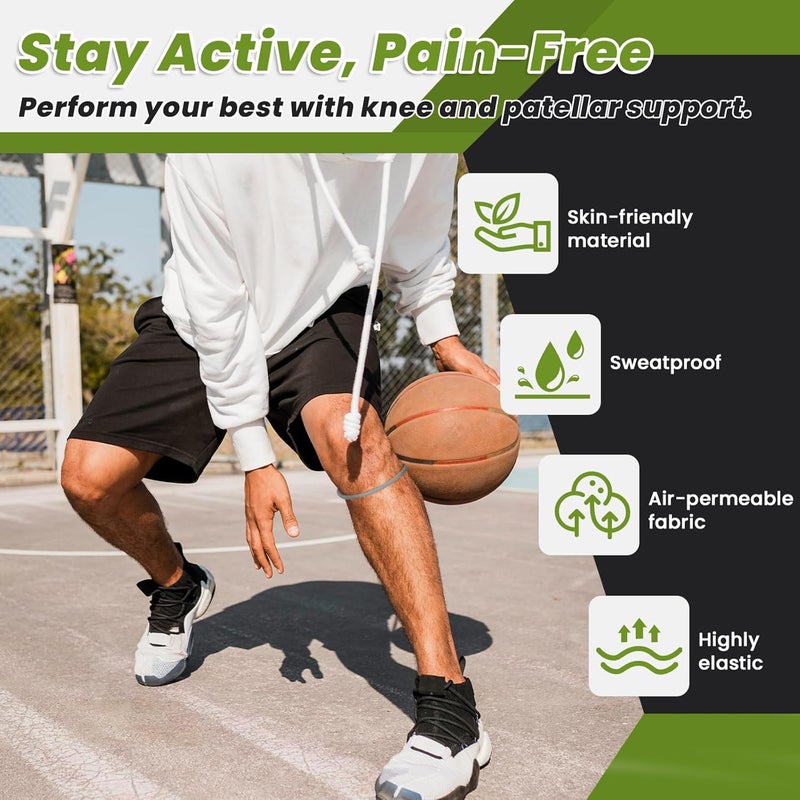 Aolabela 2PCS Patellar Tendon Knee Strap Knee Band for Knee Pain Relief Patella Band for Basketball Running Sports Breathable Patellar Tendon Support Strap - Image 4